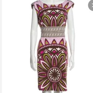 NICOLE BY NICOLE MILLER SHEATH MULTI COLORED AZTEC SLEEVELESS DRESS SIZE 14